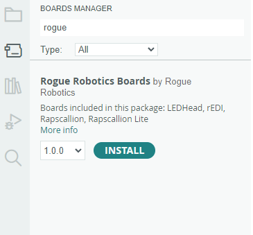 Boards Manager Rogue Install