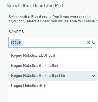 Tools -> Board - Rogue Robotics